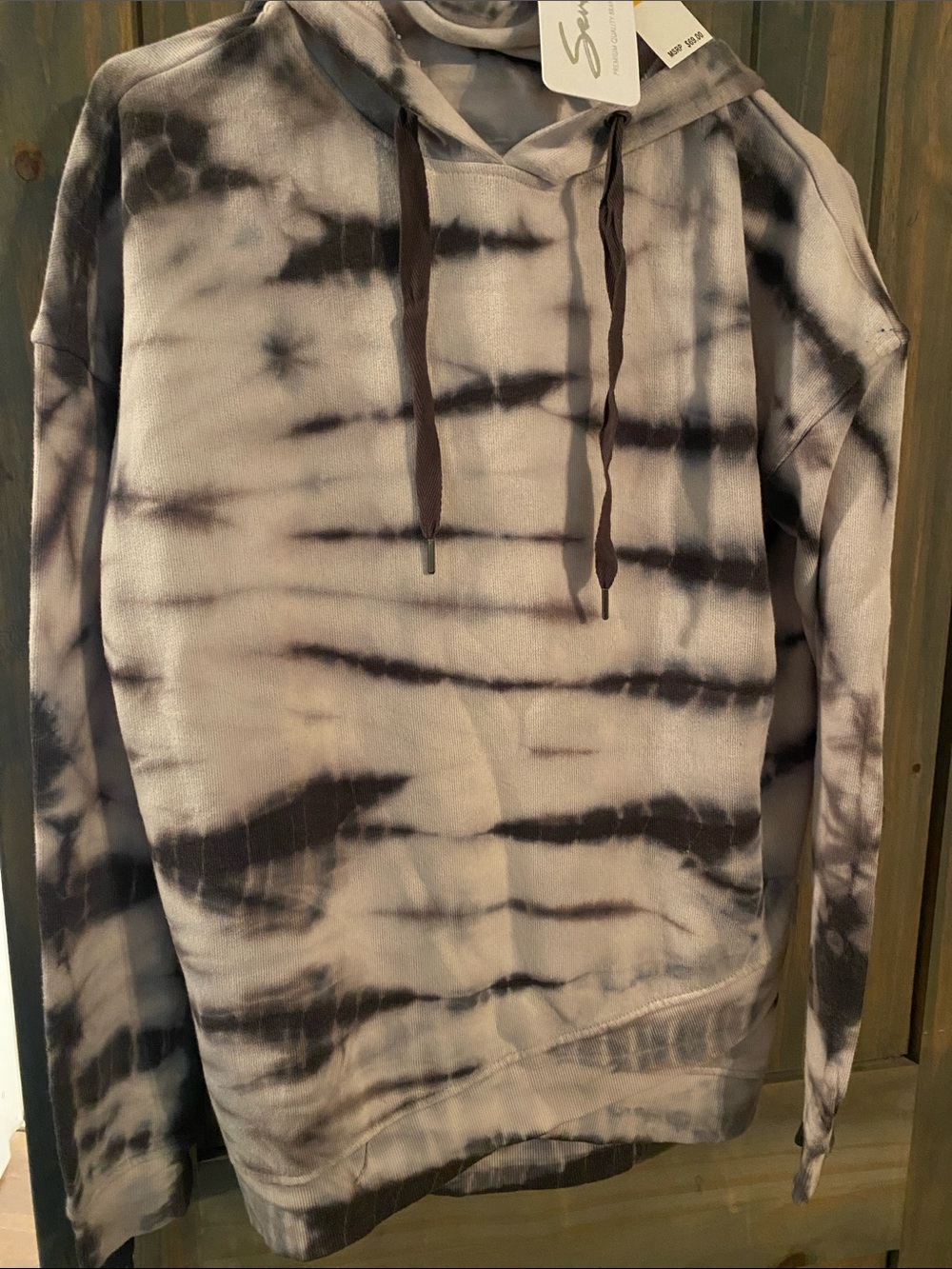 Seven Men's Black & Gray Tie-Dye Hooded Sweatshirt